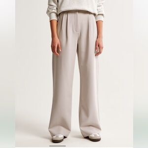 Abercrombie Sloane tailored wide leg pant in light taupe
